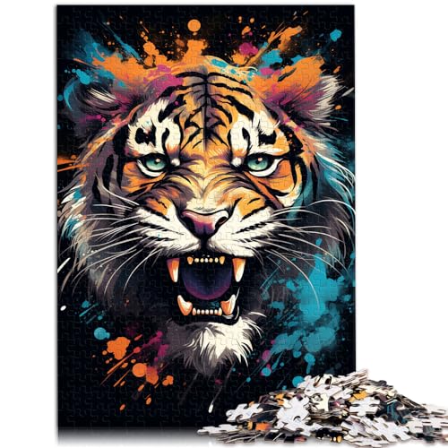 Puzzle für wildes Gemälde, Feuertiger, 1000 Teile, für Erwachsene, Geschenke, Holzpuzzle, schwieriges, schweres Puzzle für Frauen und Männer, 1000 Teile (50 x 75 cm)