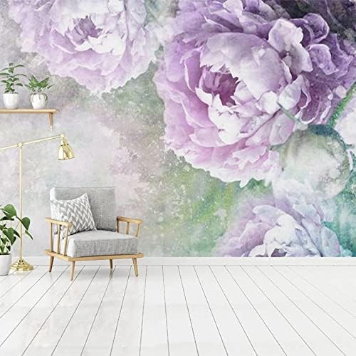 XLMING Handgemaltes Aquarell Lila Blumen 3D Tapete Home Dekoration Wohnzimmer Sofa Schlafzimmer Tv Hintergrund Wand-250cm×170cm