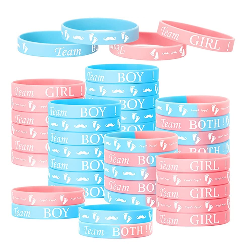 Gender Reveal Armbänder, Enthält Team Boy Armbänder und Team Girls Armbänder für Gender Reveal Party (40 Stück) B