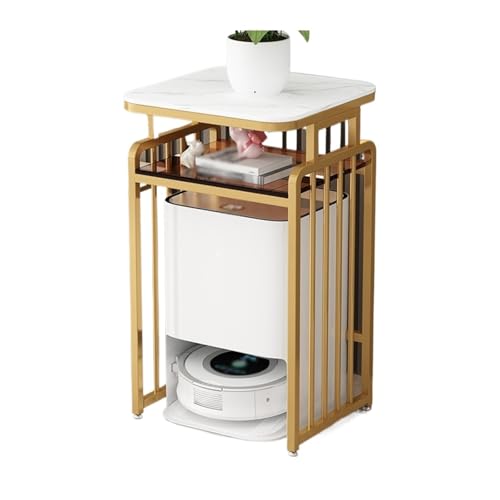 FUHAI-666 Wohnzimmer Kehrroboter Regal Organizer Trinkbrunnen Regal Fisch Tank Schrank Kaffee Tisch Regal Multifunktional(Gold,50x40x85cm)