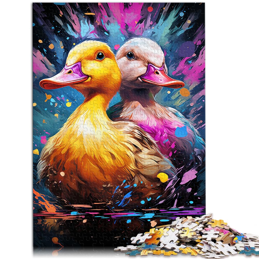 Puzzle, Lernspiele, Bunte süße Ente für Erwachsene, 1000 Teile, Puzzle, Geschenke, Holzpuzzle, Familienunterhaltungsspielzeug, 1000 Teile (50 x 75 cm)