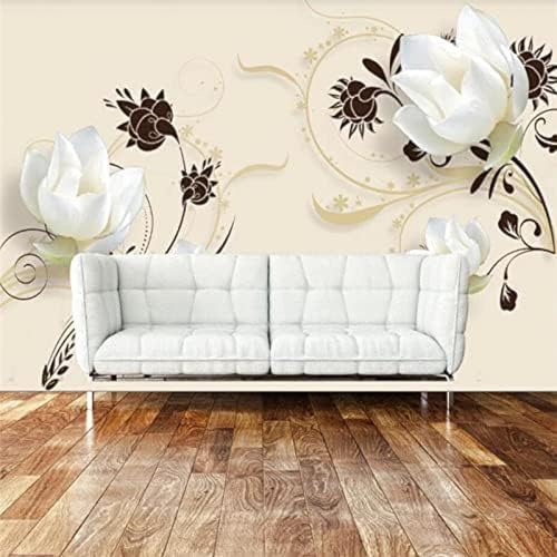 XLMING Elegante Weiße Blumen 3D Tapete Wohnzimmer Sofa Schlafzimmer Esszimmer Home Dekoration Wand-350cm×256cm