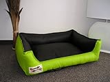 Hundebett Hundesofa Schlafplatz Kunstleder Acceso Farbe und Größe wählbar von XS bis XXL (110 cm X 85 cm, Limone schwarz)