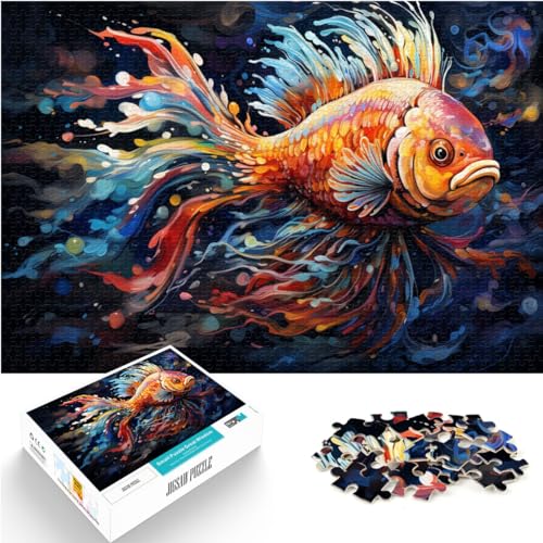 Puzzles Geschenke Spielzeug Fantasie-Goldfisch 1000-teiliges Puzzlespiel Holzpuzzle Puzzles als Geschenke Wanddekoration Einzigartige Geburtstags （50x75cm）