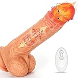 Realistischer 8 Zoll Dildo Thrusting Dildo mit 360 ° Drehung & Heizung Vibrator für Frauen G-Punkt Vibrierender Dildo Starker Saugnapf Teleskop Penis für G-Punkt Klitoris-Analstimulation