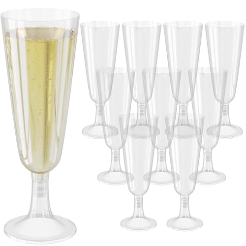 WELLGRO Sektgläser Set 150 ml Kunststoff transparent bruchsicher BPA-frei Mehrweg Champagnergläser Sektkelche Stielglas, Stückzahl:120 Stück