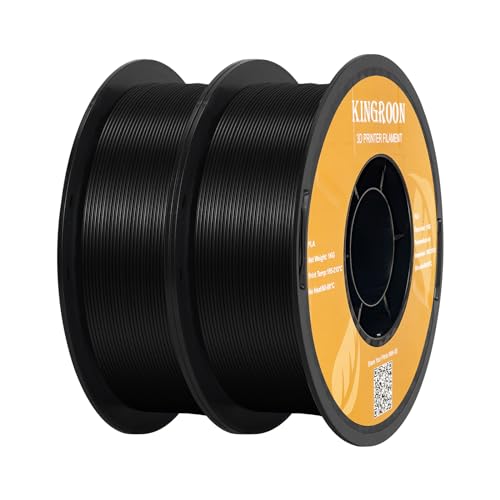 Kingroon PLA-Filament für 3D-Drucker, Maßgenauigkeit +/- 0,03 mm, 1-kg-Spule (2,2 lbs), 1,75 mm, 2 kg, Schwarz+Schwarz