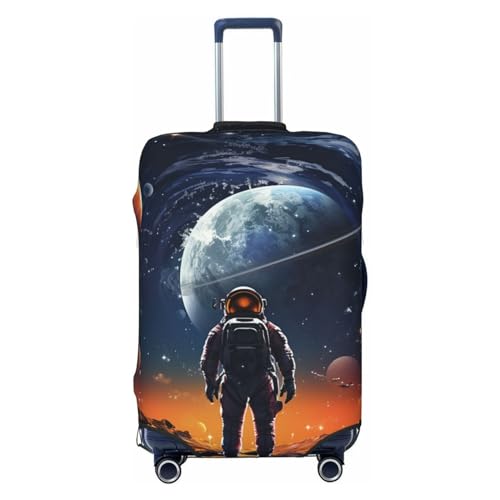 CSGJMYGS Reisegepäckabdeckung, elastisch, waschbar, modisch, kratzfest, Weltraumforscher und Planeten, Koffer-Schutz, passend für 45,7 - 81,3 cm Gepäck, Schwarz , XL