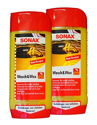 Preisjubel 2 x SONAX Wasch&Wax 500ml, Auto-Shampoo, Autowäsche, Auto-Wachs, Versiegelung