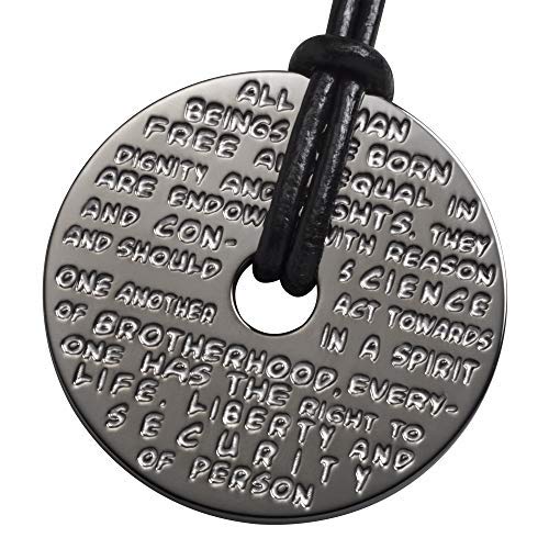 GILARDY GHR-P1DG Human Rights Anhänger P1 Edelstahl Gravur | Schmuck Menschenrechte (Dark Grey)