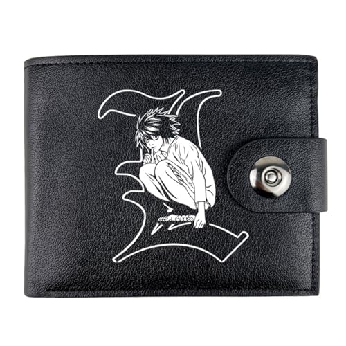 RYNDEX Death No. te Anime Geldbörse, Cartoon-Druck Kleiner Geldbeutel, PU Leder Geldbörse Brieftasche Wallet(Color:Black 1)