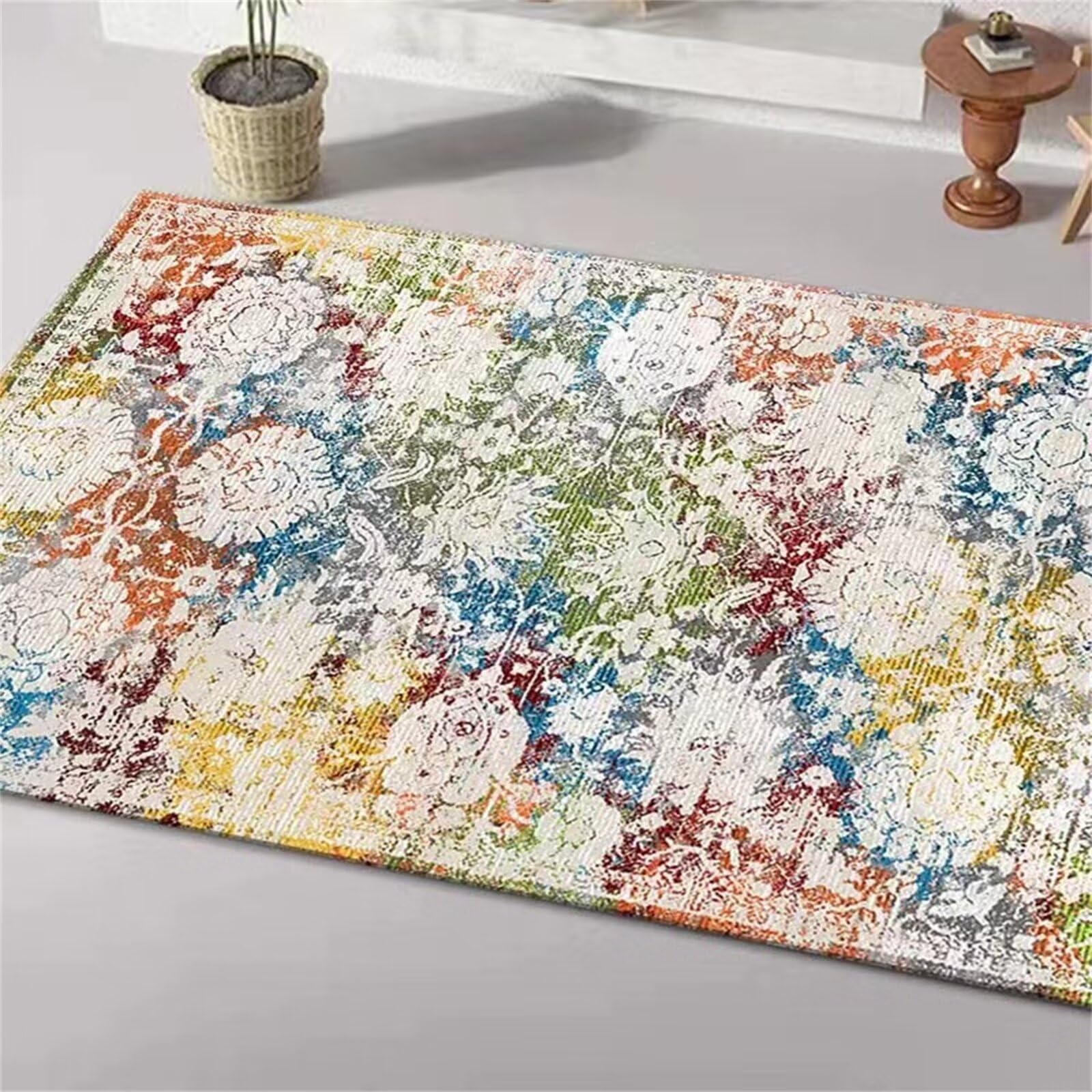 AU-SHTANG wohnungs deko Blauer Teppich, waschbarer Yogamatten-Hausdekorationsteppich aus maschineller Herstellungteppich esszimmer,Blau,100x160cm