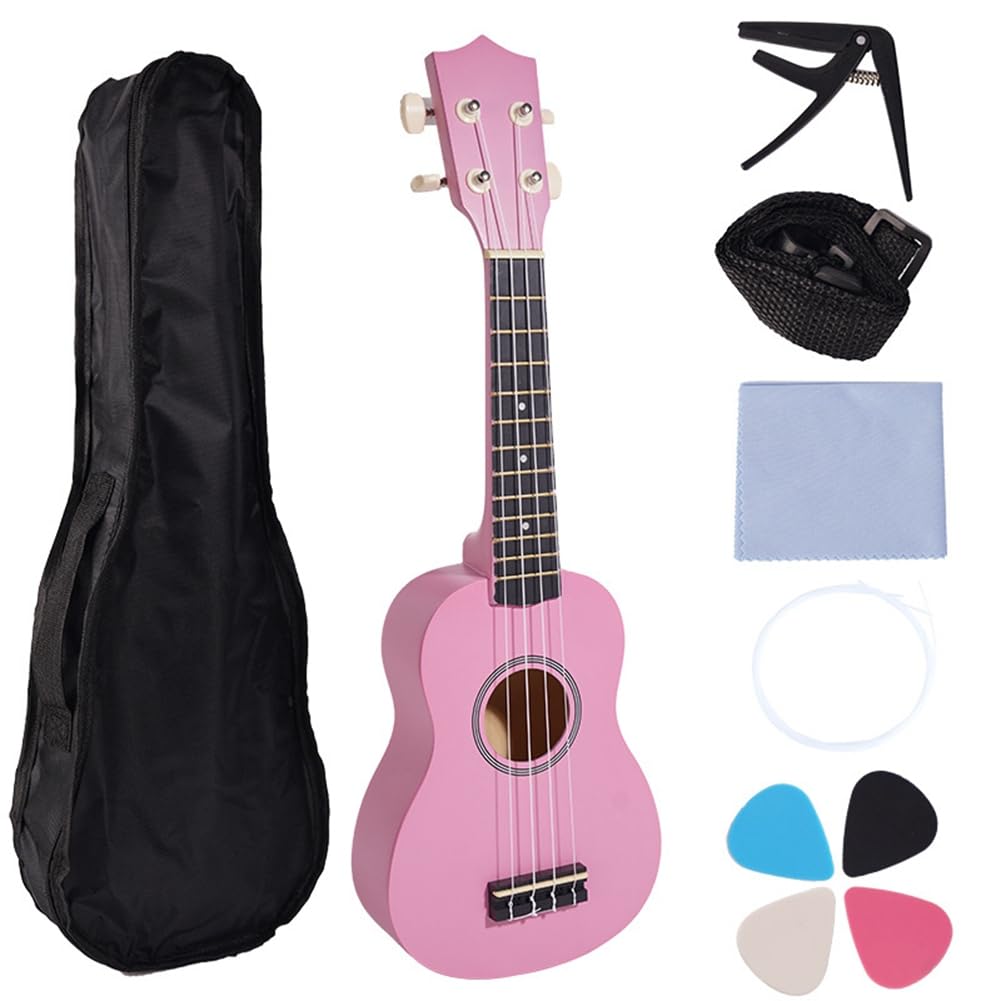 Pluuttiem F 21-Mini-Ukulele, Einsteigermodell für Anfänger, Viersaitige Kleine Gitarre, Musikinstrument für Kinder