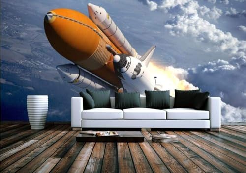 Space Shuttle Fliegt Durch Die Wolken 3D Tapete Poster Restaurant Schlafzimmer Wohnzimmer Sofa TV Dekorative Wand-430cm×300cm