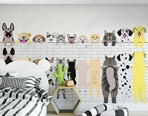 XLMING Niedliches Cartoon Hundemuster Küche Esszimmer Arbeitszimmer Wohnzimmer TV Hintergrund Wand 3D Tapete-250cm×170cm