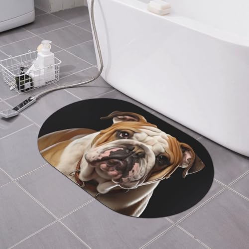 CSGJMYGS Englische Bulldogge Kieselgur Badematte, weiche Badewannenmatte, Teppich, rutschfest, super saugfähig, Badezimmer-Bodenmatte, schnell trocknend, Kieselgur Badematten für Badezimmer, 60 x 40