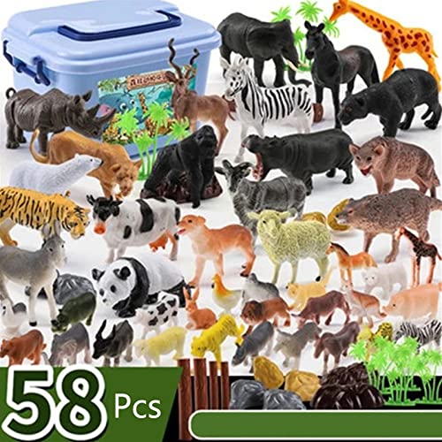 WELLDOER 58 Stück Simulation Wildlife Tierfigur PVC Modell Interaktive Raumdekoration Dschungel