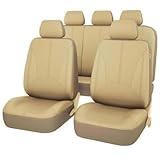 9PCS Auto Sitzbezüge Sets für Toy-OTA RAV4 2014-2019, Allwetter Leder Wasserdicht Atmungsaktiv Verschleißfestes Sitzbezügesets Protektoren Zubehör,A/Beige