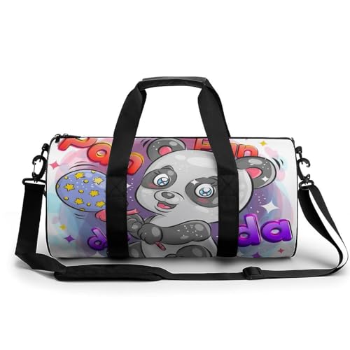 Niedlicher Pandabär Sport Duffel Bag Sporttasche Reisetasche Handgepäck Tasche Schwimmtasche Weekender Bag 45x23x23cm