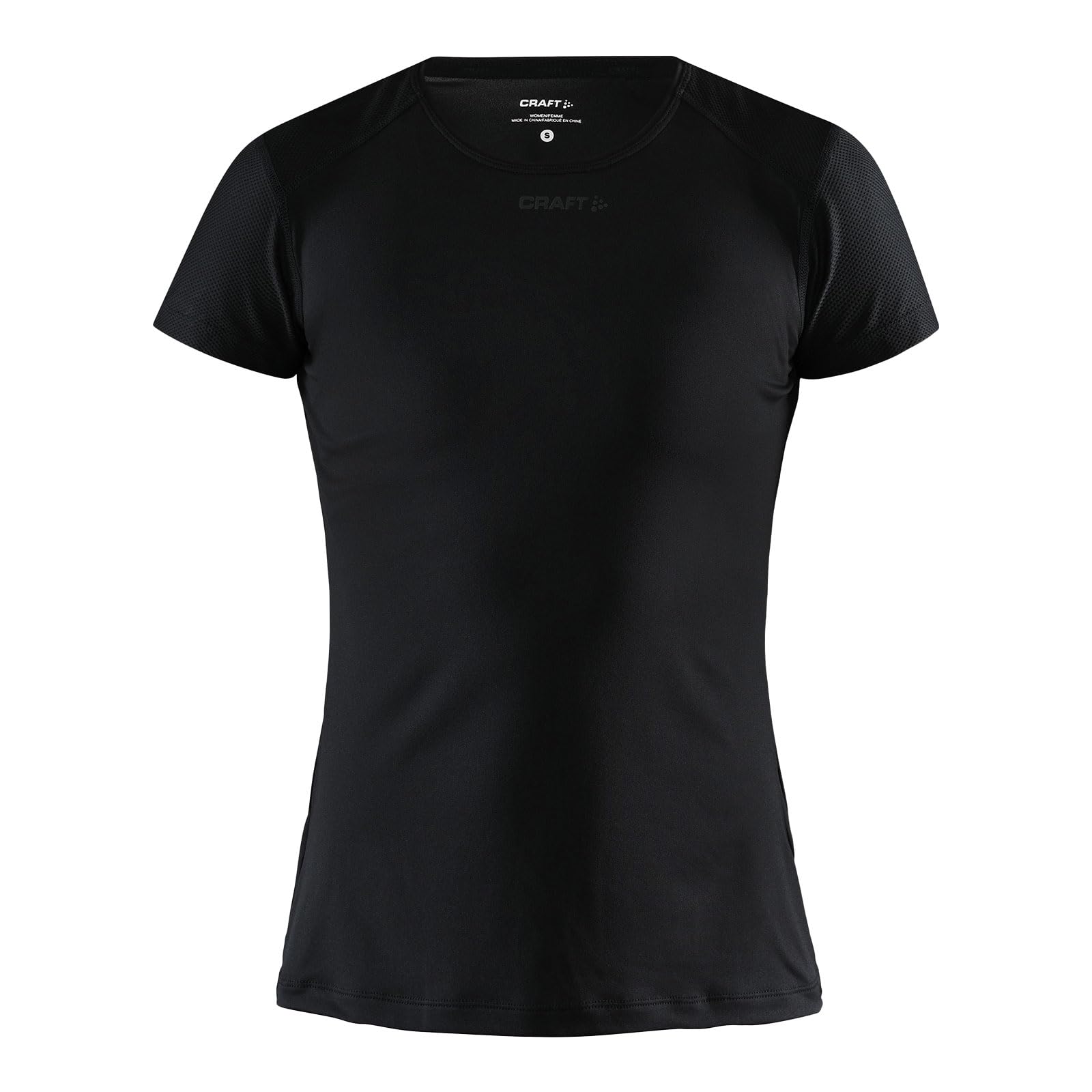 Craft ADV Essence SS Slim Tee W Sportshirt Damen M | Black | recyceltes Polyester | Funktionsshirt Damen für intensives Training | Mesh Details für Belüftung | Quick Dry T Shirt Damen