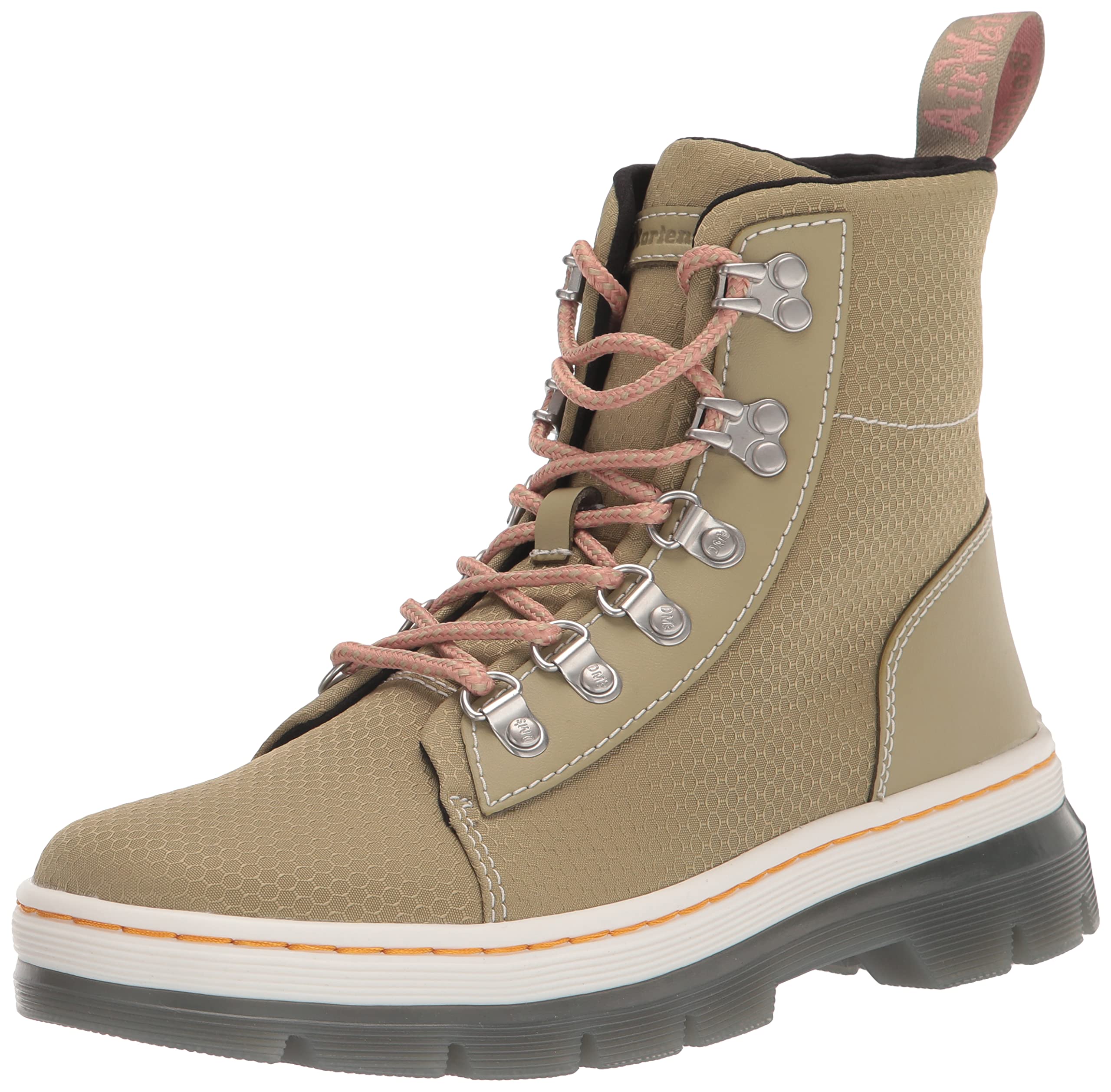 Dr. Martens Women's Combs W 6 Tie Boot Fashion, Pale Olive 40/60 Recycled Nylon Ripstop, 6