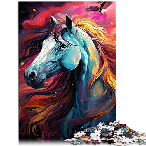 Puzzle, Lernspiele, Malen, farbiges Pferd, Puzzle 1000 Teile, Holzpuzzle zum Stressabbau, schwierige Herausforderung, 1000 Teile (50 x 75 cm)