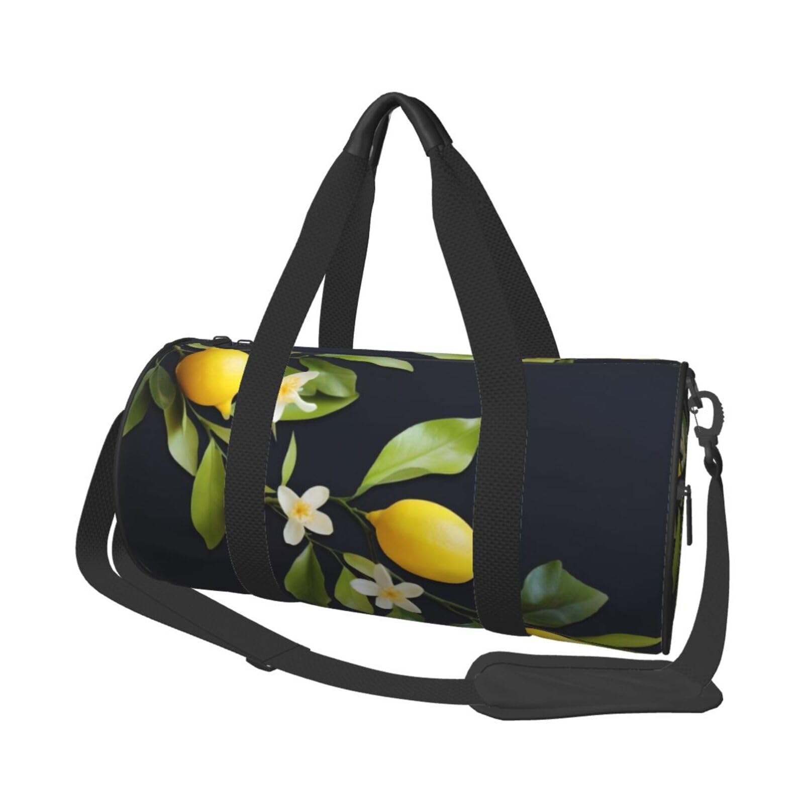 Robuste Reisetasche mit rosafarbenen und weißen Goldblumen, geräumige und stilvolle Tasche für alle Ihre Reisebedürfnisse, Zitrone und Blume, Einheitsgröße