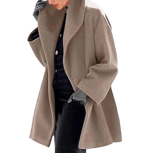 Lambo Damen Trenchcoat, Wintermantel Jacke Wollmantel, Trenchcoats mit Reverskragen, übergroßer Mantel, Peacoat mit langen Ärmeln für kaltes Wetter