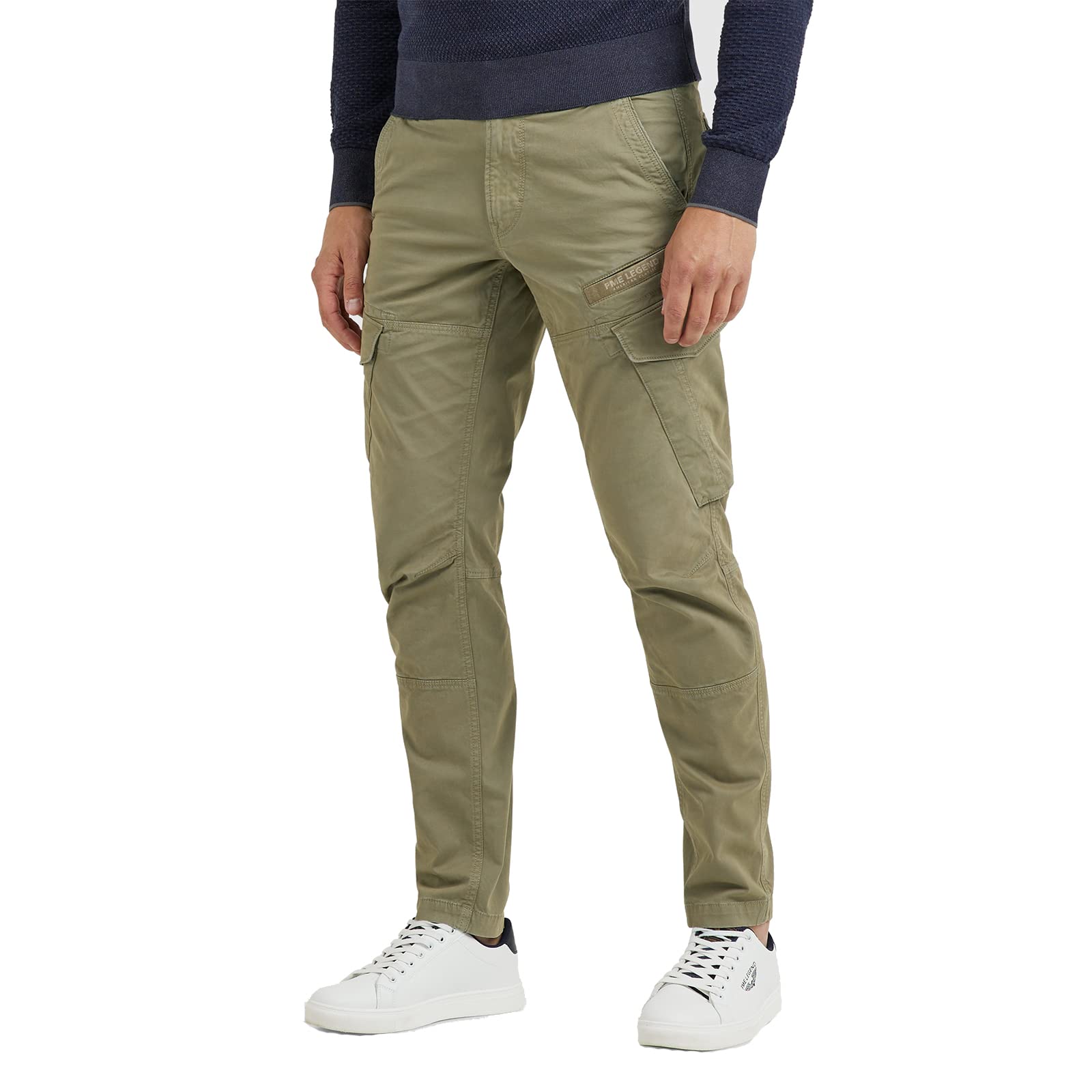 PME Legend Herren Cargohose NORDROP Cargo Stretch Twill Green Khaki Oliv grün - 34/30