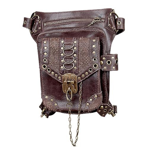 Renaissance-Taillentasche | Steampunk Beutel PU Leder Taille Beintasche - Mode wasserdichte Steampunk-Tasche Gürteltasche für Frauen Mädchen Reisen Wandern Qarido