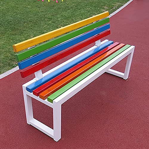 ARHAMS Gartenbank Wetterfest, Sitzbank mit Lehne, Gartenbank, Kunststoffholz, Außenterrassenbank, Metall Und Holz, Parkbank, Verandastuhl for Basketballplatz (Color : B, Size : 150cm)