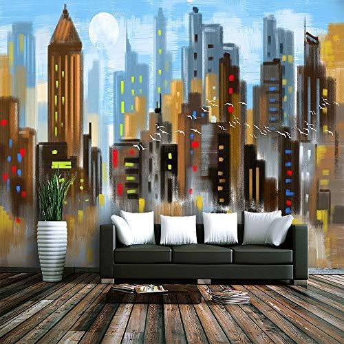 XLMING Weißer Vogel Und Bunte Malerei Architektur Bilder Küche Esszimmer Arbeitszimmer Wohnzimmer TV Hintergrund Wand 3D Tapete-250cm×170cm