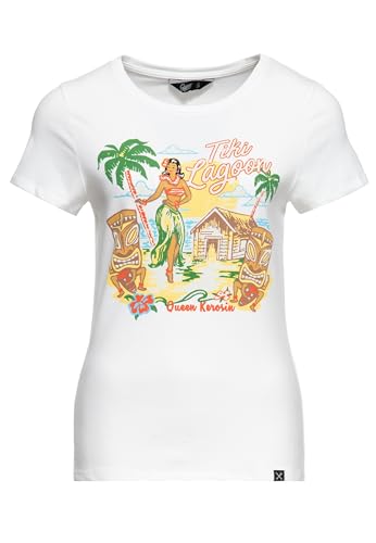 Queen Kerosin Damen T-Shirt | Printshirt | Kurzarmshirt | Hula | Tiki | Hawaii | Artwork | Print | Retro | Vintage | 50S | Rockabella Tiki Lagoon