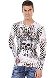 Cipo & Baxx Herren Sweatshirt Pullover Langarmshirt Longsleeve Sweater Print CL494 Weiß M