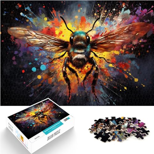 Puzzle für farbenfrohe, psychedelische Bienenmalerei für Erwachsene, 1000-teiliges Puzzle, Lernspiele, Holzpuzzle, gutes Geschenk für 1000 Teile (50 x 75 cm)