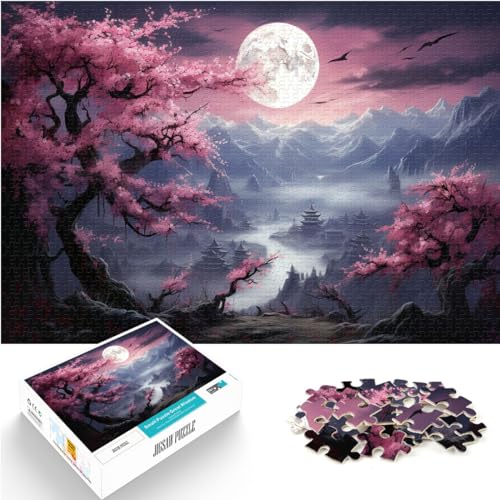 Puzzlespiel „Japanische Kirschblüten-Landschaftskunst“ 1000 Puzzles für Erwachsene. Das Holzpuzzle ganze Familie und die 1000 Teile (50 x 75 cm)