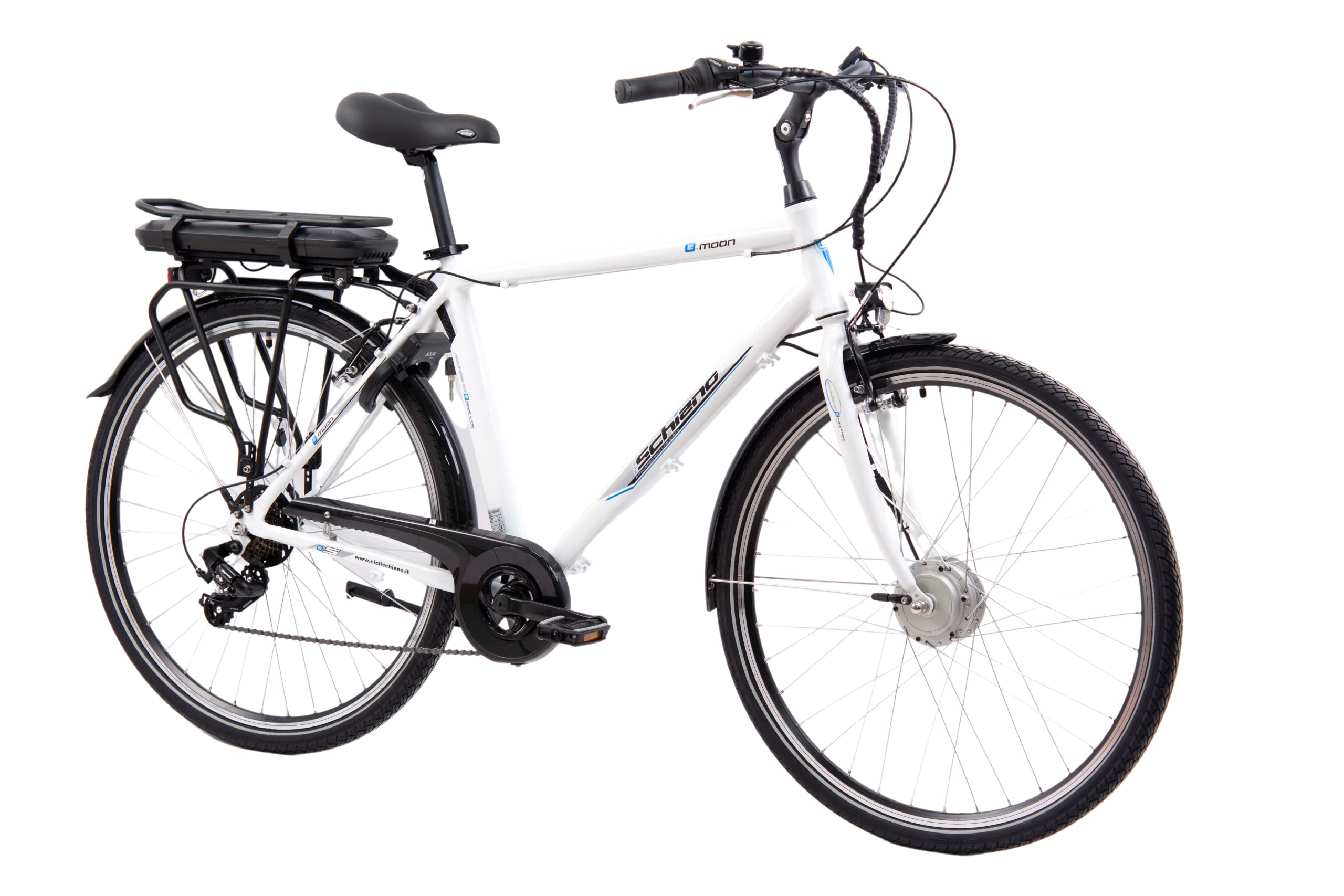 F.lli Schiano E-Moon 28 Zoll E-bike Pedelec , e bike electric Fahrrad für Herren / Damen bis 25 km/h und mit guter Reichweite , Elektrofahrräder mit Gepäckträger , Herrenfahrrad mit Motor und 36V Akku