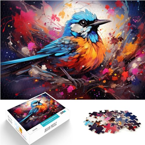 Puzzle Bunter Psychedelischer Spatz für Erwachsene, 1000-teiliges Puzzle, Holzpuzzle, jedes Teil ist einzigartig – anspruchsvolles, unterhaltsames Familienspiel, 1000 Teile (50 x 75 cm)