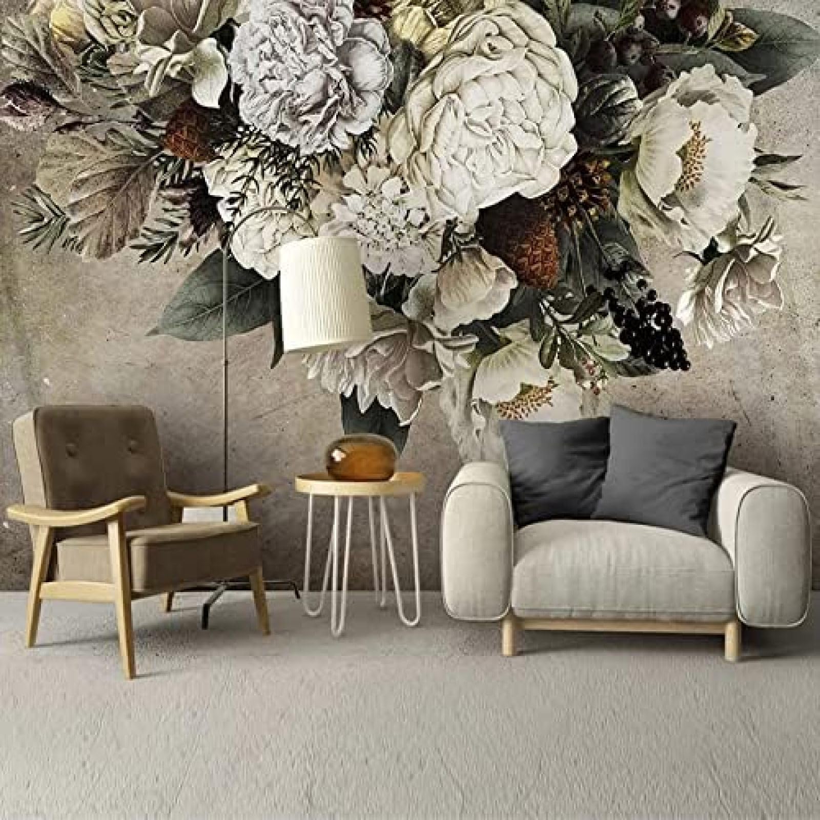 XLMING Florale Kunst Im Vintage-Stil 3D Tapete Wohnzimmer Sofa Schlafzimmer Esszimmer Home Dekoration Wand-400cm×280cm