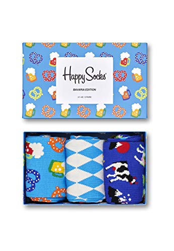 Happy Socks, bunt premium baumwolle Geschenkkarton 3 Paar Socken für Männer und Frauen, Bavaria Edition (36-40)