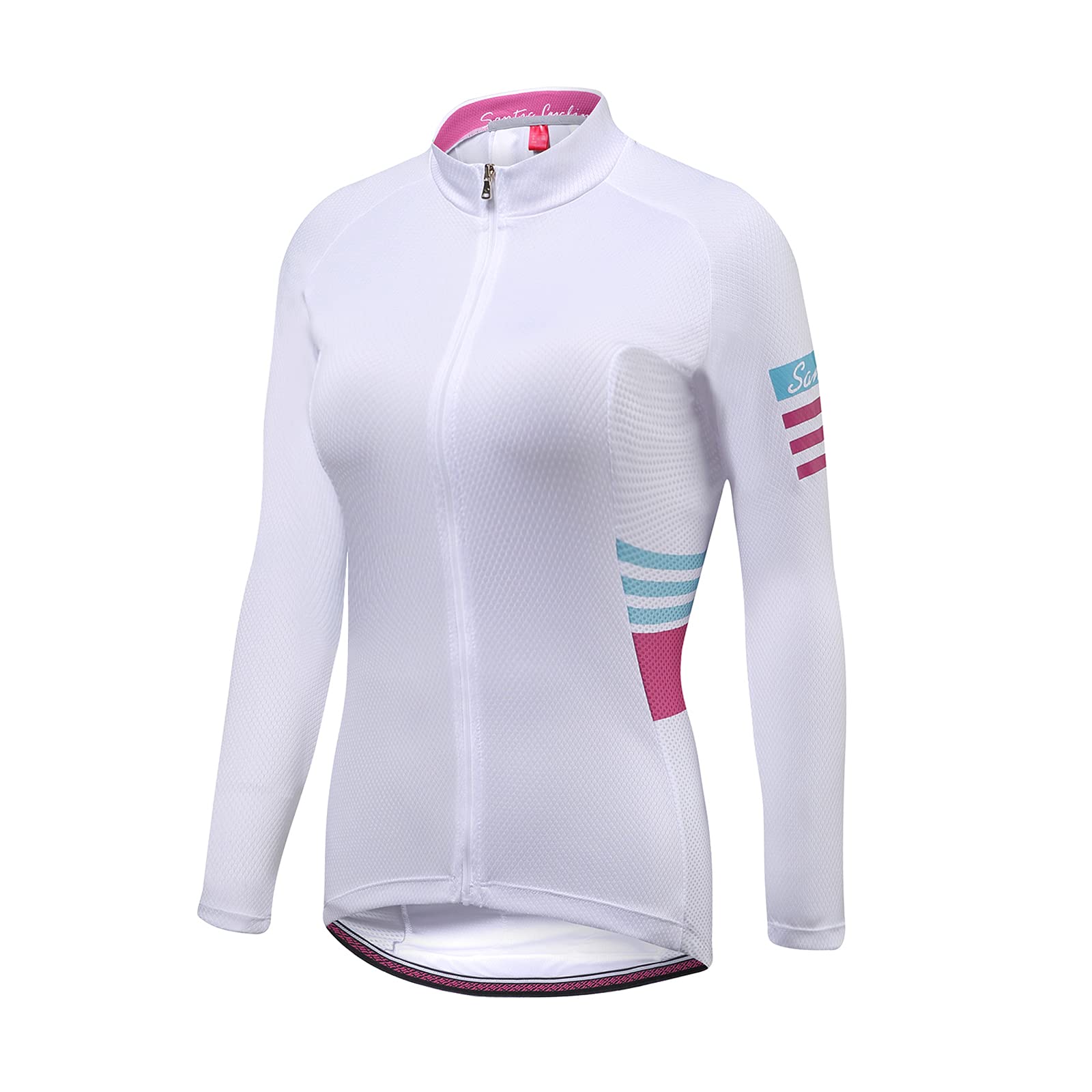 Santic Fahrradtrikot Damen Langarm Radtrikot Frau Fahrradshirt Damen Langarm Fahrradtrikot MTB Weiß EU XL