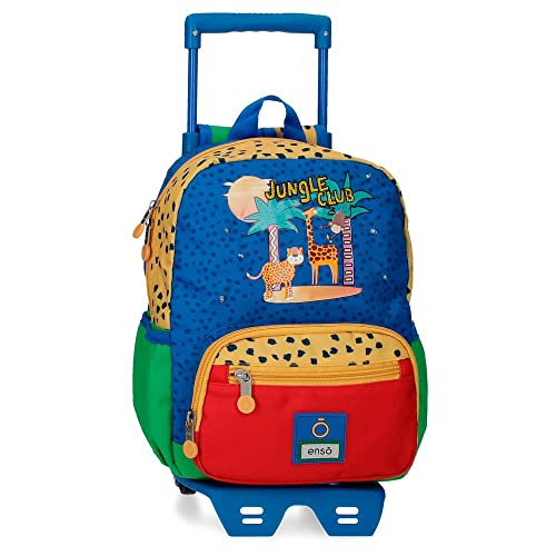 Enso Jungle Club Kleiner Rucksack mit Trolley, mehrfarbig, 23 x 28 x 10 cm, Polyester, 6,44 l, bunt, Kleiner Rucksack mit Trolley