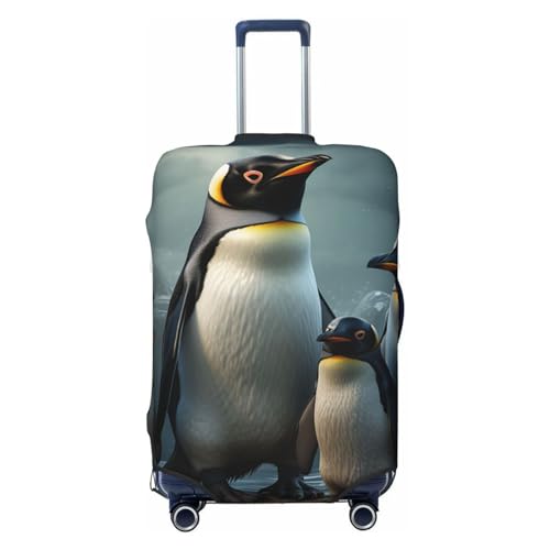 CSGJMYGS Pinguin-Familien-Gepäckhüllen für Koffer, waschbar, modisch, dehnbar, kratzfest, passend für 45,7 - 81,3 cm große Gepäckstücke, Größe XL, Schwarz, Schwarz , XL