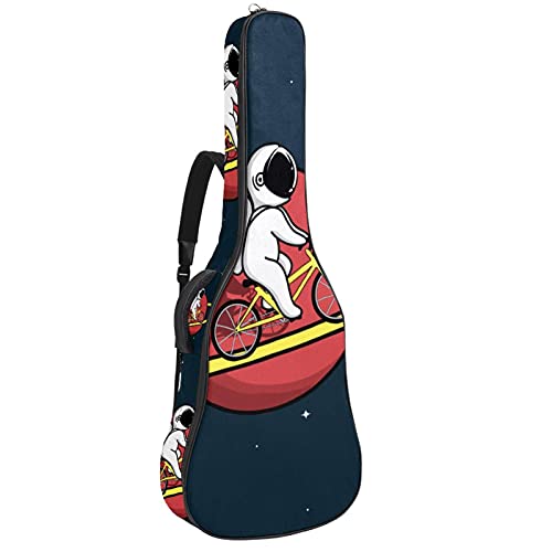 Gitarrentasche Gig Bag Gepolsterte Wasserdicht Gitarrenhülle für Akustikgitarre 40/41 / 42 zoll Cartoon Space Planet Astronaut 108.9x42.9x11.9 cm