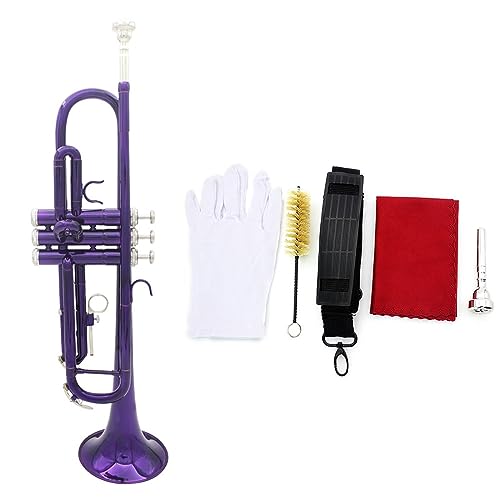 Blechblasinstrumente Trompete Student Exquisite Bb B Flat Trompete Messing Trompete Mit Mundstück (Color : Purple)