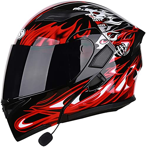 Bluetooth Klapphelme Motorradhelm,Modularer Integralhelme Motorradhelme Anti-Fog Doppelvisier Motorrad-Helm Roller-Helm Scooter-Helm Mofa-Helm,ECE Zertifiziert (Color : A, Größe : M)