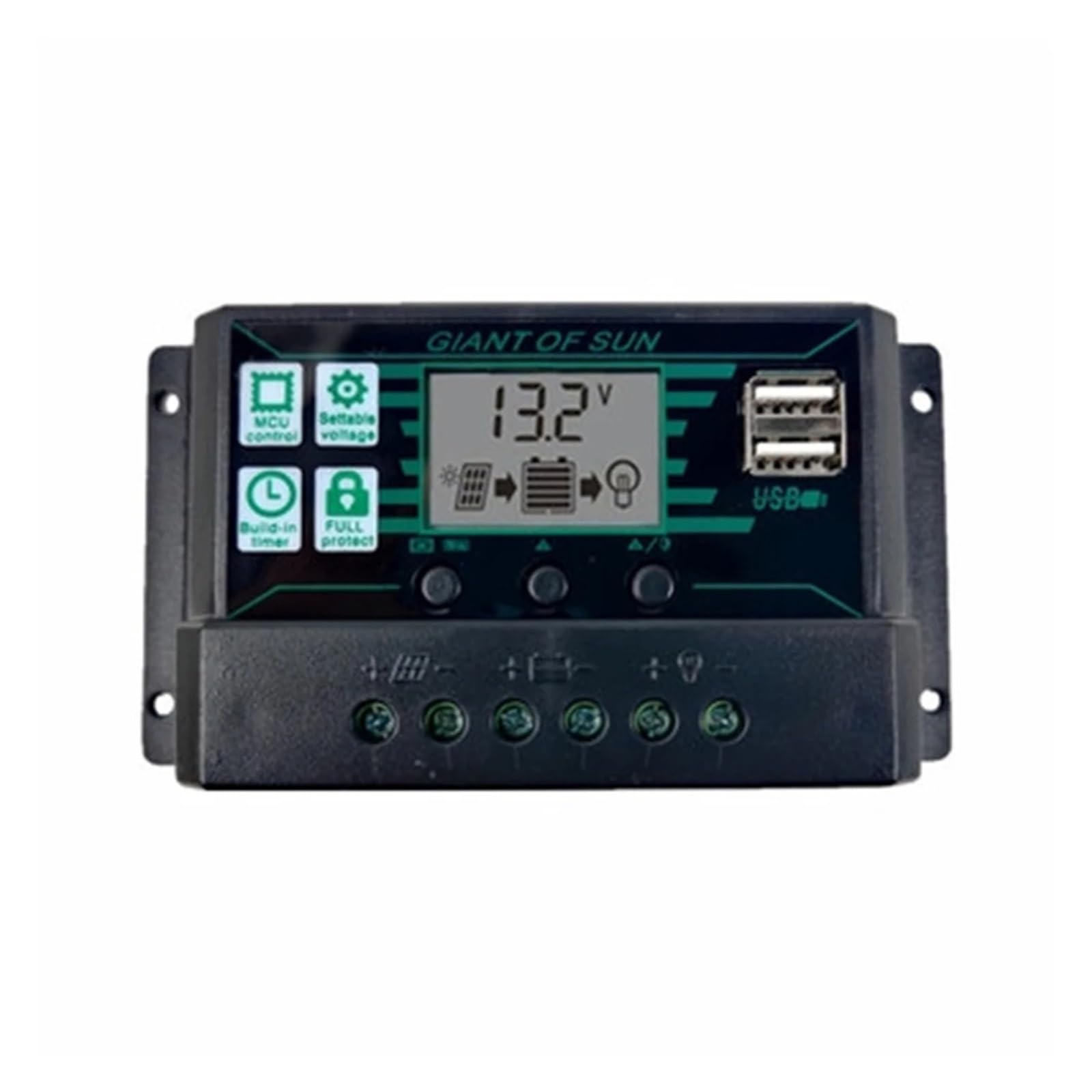 Solarregler, 150A 100A 60A 50A 30A 20A 10A MPPT PWM Solar Char Controller 12V 24V LCD Display 2 USB Port Solar Panel Batterie Regler(50A)