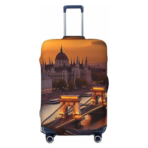 CSGJMYGS Sunset in Budapest Gepäckabdeckungen für Koffer, waschbar, modisch, dehnbar, kratzfest, passend für 45,7 - 81,3 cm Gepäck, XL, Schwarz, XL, Schwarz , XL