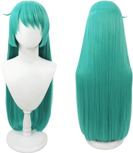 JGZGCG Anime sprudelt über magische Mädchen Minakami Sayo Cosplay Perücke grün lange gerade Haare Halloween Party Rolle Spielen Perücke Cap