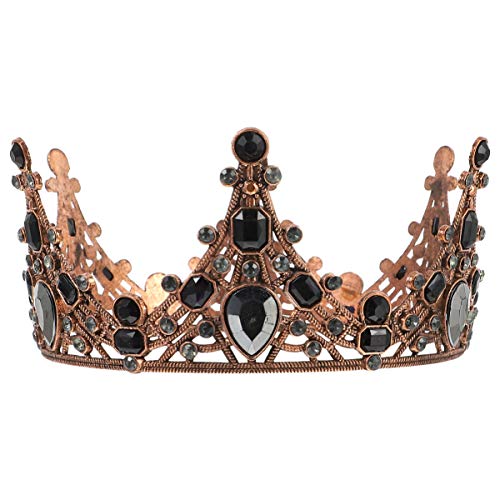 AIHEDOUJ Barocke Hochzeitskrone, Strass-Kristall, Vintage-Braut-Prinzessin-Krone, Tiara, Kopfschmuck, Haarschmuck für Frauen, Kronen-Stirnbänder